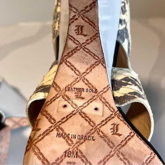 L.A.M.B. Black Grey & Snakeskin Heels with Multiple straps - Size 10 (fits 9) - Picture 15 of 16